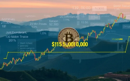 Bitcoin derivatives chart showing the crucial $115,000 Bitcoin support level being tested amidst recent price drops and liquidations.