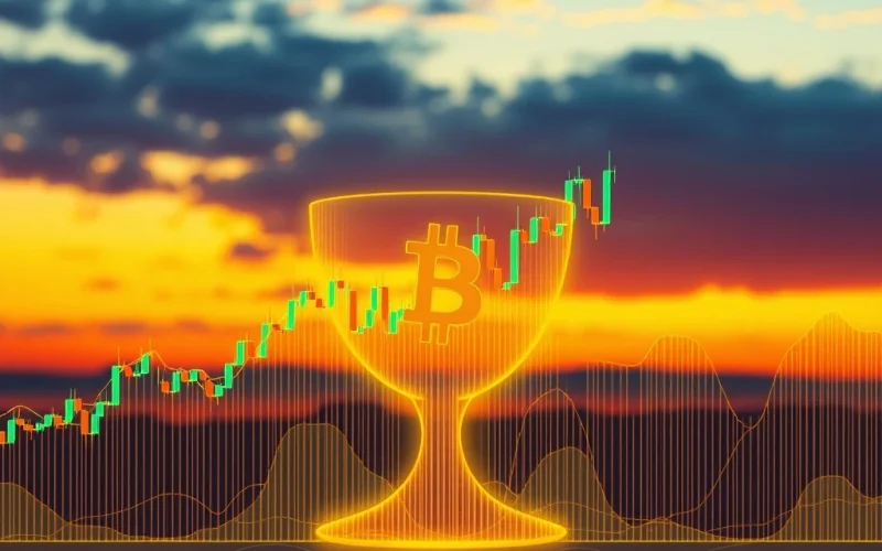 Bitcoin price chart forming cup and handle pattern during summer lull