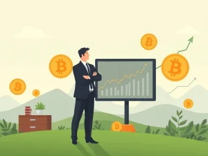 A confident executive observing a digital chart showing Bitcoin's strategic role in corporate treasury management as an inflation hedge.