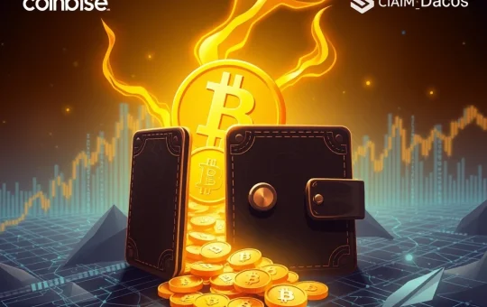 A digital representation of a 14-year-old Bitcoin wallet opening, symbolizing the movement of dormant Bitcoin, with blockchain connections in the background.