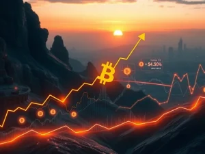 A Bitcoin chart showing a wedge breakout pattern with surging capital inflows, indicating potential market shifts for Bitcoin's price.