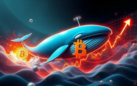A digital whale icon selling a large amount of Bitcoin (BTC) into a stable market, symbolizing the incredible resilience of the Bitcoin price.