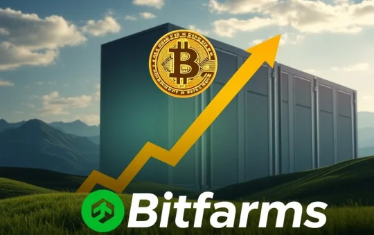 Bitfarms stock chart soaring, symbolizing a 26% surge following its strategic share buyback, backed by robust Bitcoin reserves.