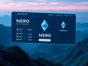 Bitget exchange interface showing NERO Chain listing and 65M token rewards, highlighting new crypto trading opportunities.