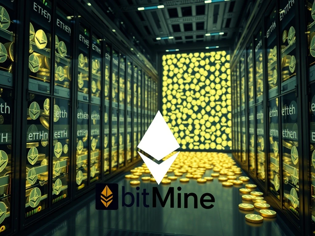 Visualizing BitMine's massive Ethereum holdings, symbolizing institutional crypto investment and growth towards a 5% ETH supply target.