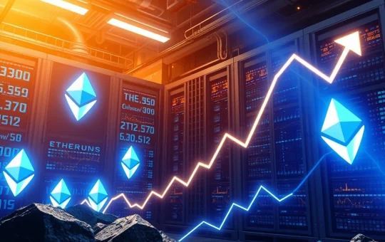 A vibrant visual representing BitMine Immersion's colossal Ethereum holdings surge, depicting digital assets and financial growth, highlighting the massive crypto investment.