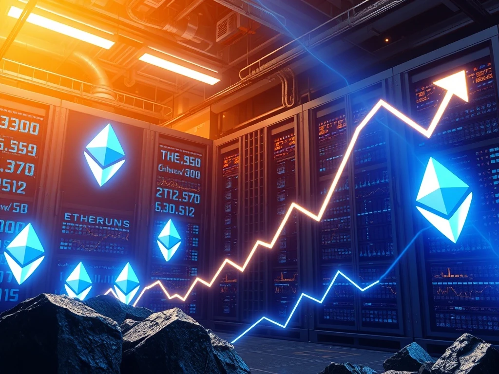A vibrant visual representing BitMine Immersion's colossal Ethereum holdings surge, depicting digital assets and financial growth, highlighting the massive crypto investment.