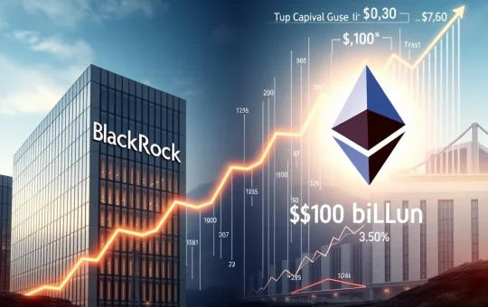 A chart showing the rapid growth of BlackRock ETHA AUM, symbolizing its monumental $10 billion milestone and driving crypto investment.