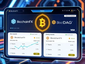 BlockchainFX vs BlockDAG 2025 ROI comparison with staking rewards and crypto Visa card