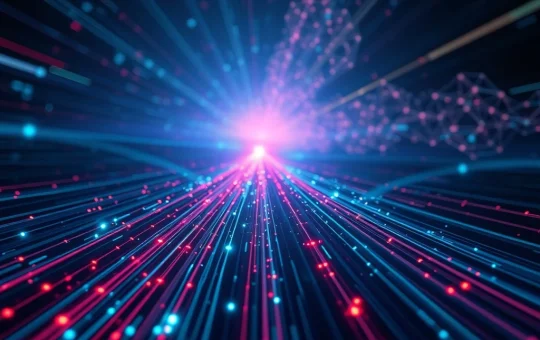 A visual representation of BlockDAG's rapid transaction processing, symbolizing 2,000 TPS, contrasted with Cardano's methodical blockchain development.