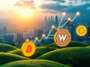 Visualizing the crypto market surge with BlockDAG leading, alongside Ethereum, Kaspa, and Worldcoin, symbolizing Q3 growth.