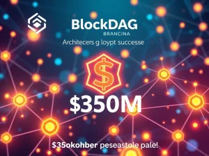 A visual representation of BlockDAG's successful crypto presale, highlighting its innovative DAG mining technology and growth.