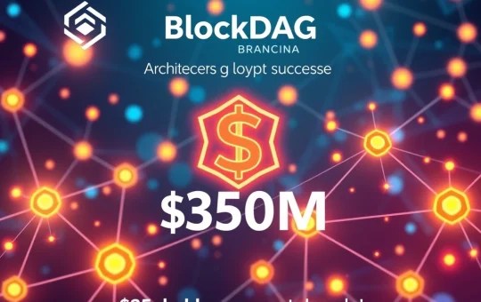 A visual representation of BlockDAG's successful crypto presale, highlighting its innovative DAG mining technology and growth.