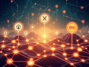 Visualizing the BlockDAG, XRP, and BNB ecosystems converging to highlight the crypto market shift towards utility-driven projects.