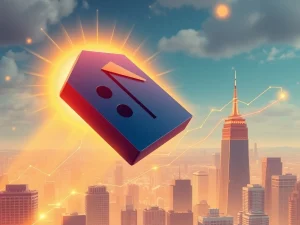 The BNB logo soaring high, symbolizing Binance Coin's new all-time high and explosive growth driven by institutional adoption.