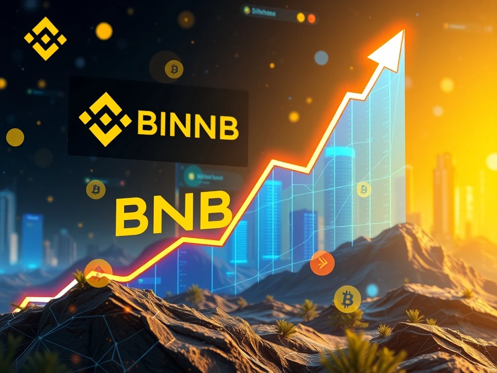 A chart showing BNB (Binance Coin) price surging to an all-time high, representing the strong crypto demand driven by the Binance ecosystem's growth.