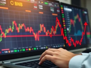 A visual representation of BNB's price surge leading to a massive liquidation event in the crypto market.