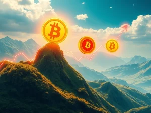 A dynamic representation of the crypto market rally, featuring upward trending graphs and symbols for BNB and Bitcoin reaching new highs, conveying explosive growth.