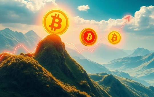 A dynamic representation of the crypto market rally, featuring upward trending graphs and symbols for BNB and Bitcoin reaching new highs, conveying explosive growth.