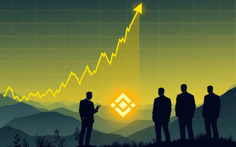 Chart depicting a sudden rise and fall in BNB price, illustrating crypto volatility driven by institutional adoption.