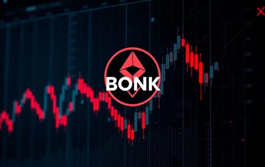 BONK cryptocurrency price chart showing extreme volatility and sharp 236% drop