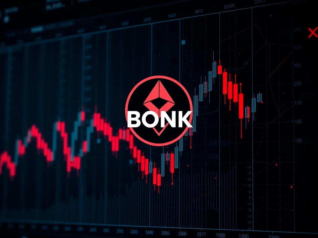 BONK cryptocurrency price chart showing extreme volatility and sharp 236% drop
