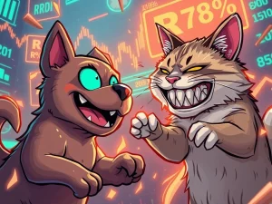 Bonk and Troller Cat meme coins competing in cryptocurrency market with ROI projections