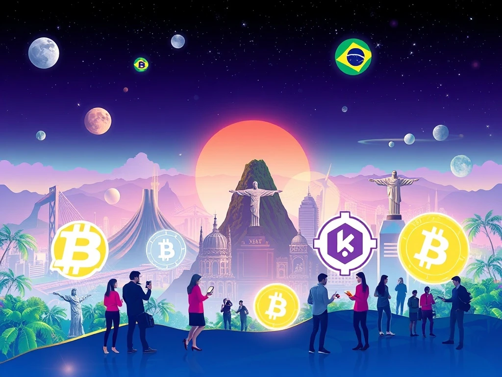 Bybit and Tether logos alongside Brazilian landmarks, symbolizing their partnership to boost Brazil crypto adoption through education and tourism.