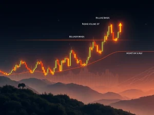 A detailed BTCUSDT chart displaying a strong bullish engulfing pattern and rising volume, indicating a potential upward trend in Bitcoin price.