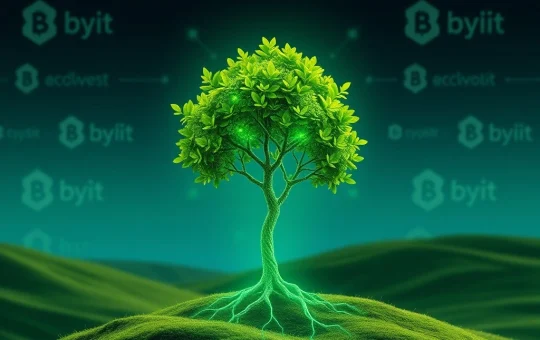 A visual representation of the Bybit TREE Token listing, symbolizing the growth of environmental blockchain and green crypto initiatives through strategic partnerships.