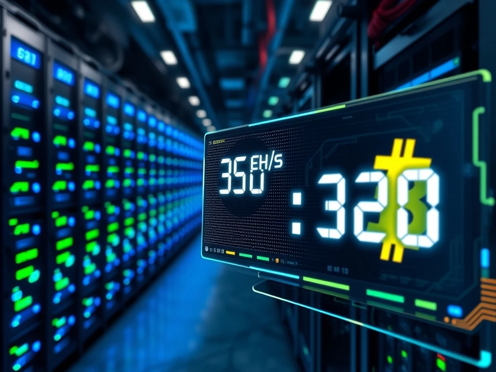 Visual representation of Cango's impressive Bitcoin mining operation, highlighting its 50 EH/s hashrate milestone and significant BTC holdings.