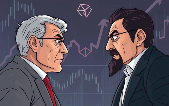 Illustrates the Cardano ADA governance dispute causing price volatility, with Charles Hoskinson and a community critic facing off.