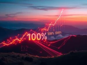 A chart showing a significant CETUS cryptocurrency surge, symbolizing rapid growth driven by blockchain innovation and new cross-chain protocol.
