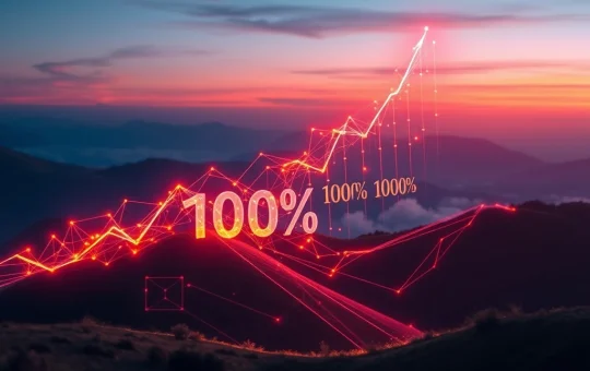 A chart showing a significant CETUS cryptocurrency surge, symbolizing rapid growth driven by blockchain innovation and new cross-chain protocol.