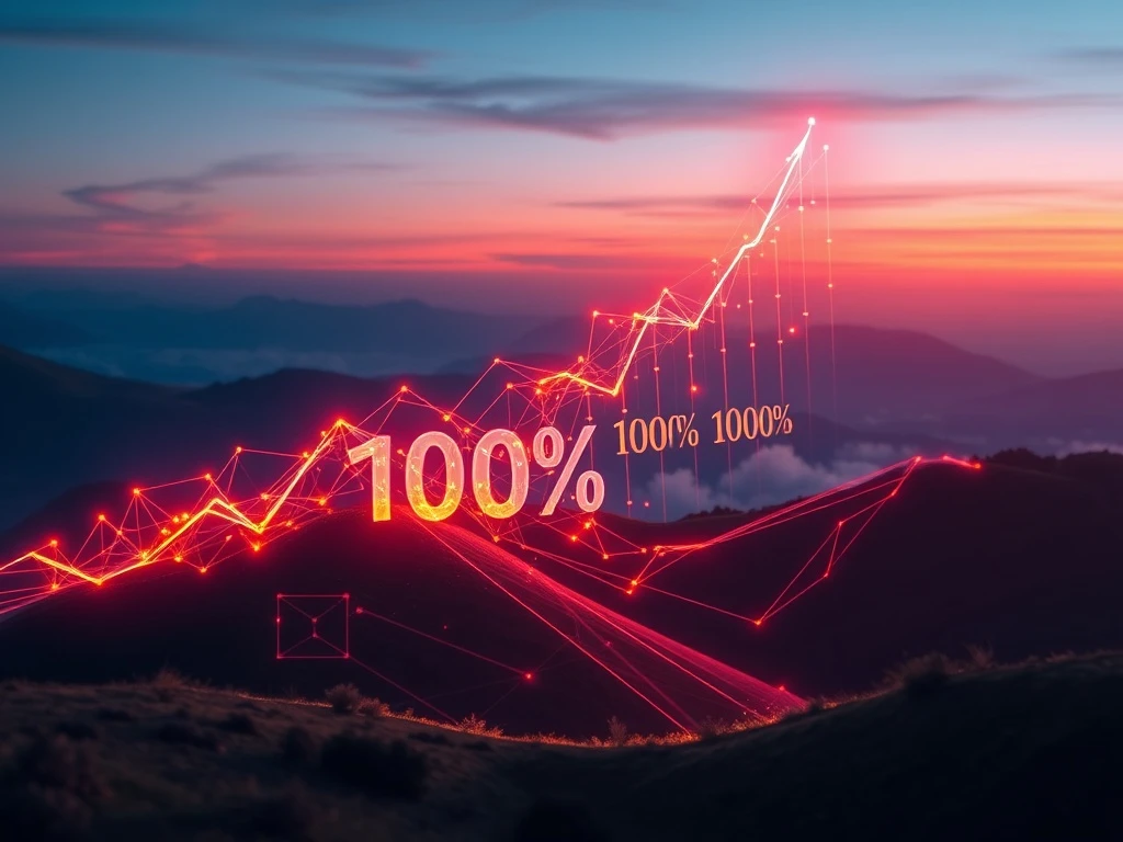 A chart showing a significant CETUS cryptocurrency surge, symbolizing rapid growth driven by blockchain innovation and new cross-chain protocol.