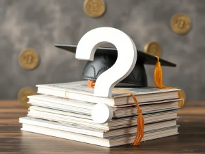 A visual representation of skepticism surrounding an unverified crypto education scholarship partnership, highlighting the need for transparency and verification in financial commitments.