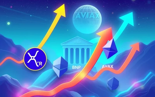 Crypto Markets surge, depicting XRP, Ethereum, BNB, and AVAX prices rising, driven by Federal Reserve anticipation and market optimism.