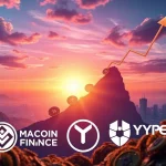 Illustrates the surge in Cryptocurrency Presales, showing digital coins rising with charts, symbolizing high potential gains from projects like MAGACOIN FINANCE, Token6900, and HYPER crypto.