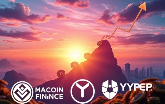 Illustrates the surge in Cryptocurrency Presales, showing digital coins rising with charts, symbolizing high potential gains from projects like MAGACOIN FINANCE, Token6900, and HYPER crypto.