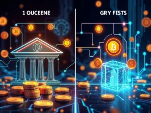 Crypto financial system offering faster and cheaper transactions compared to traditional banking.