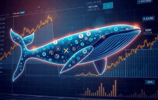A massive crypto whale, representing significant capital, executing a high-stakes leveraged trade on Hyperliquid, impacting Solana and XRP markets.