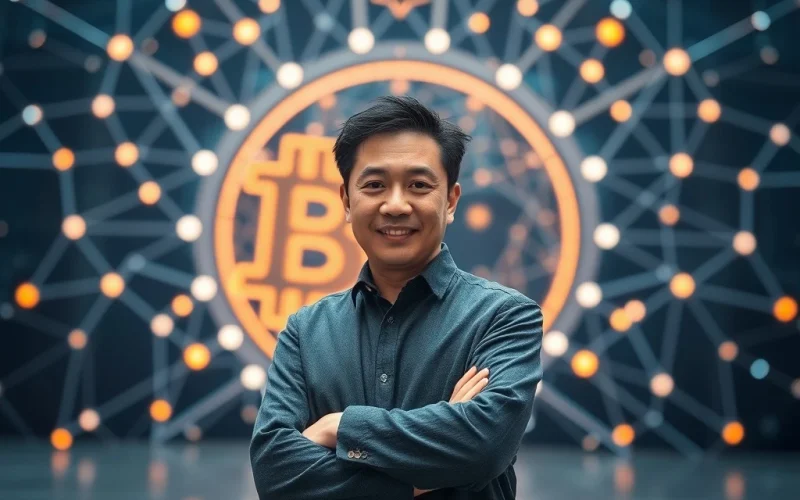 Changpeng Zhao (CZ) envisioning a monumental crypto breakthrough for 2025 amidst blockchain innovation.