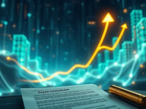 A dynamic chart showing a sharp increase for DATA crypto, symbolizing its surge following a new regulatory framework.
