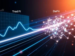 A visual metaphor showing aPriori Swapr accelerating DeFi speed to match traditional finance, overcoming blockchain latency.