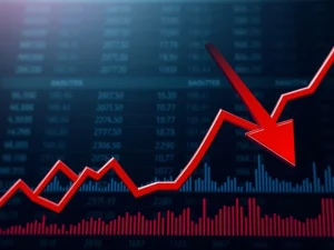 DGB cryptocurrency price crashing with extreme volatility shown on financial chart
