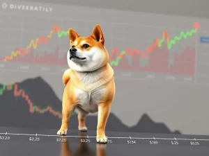 A Dogecoin chart illustrating the DOGE/USD consolidation phase, reflecting market indecision amidst broader crypto trends.