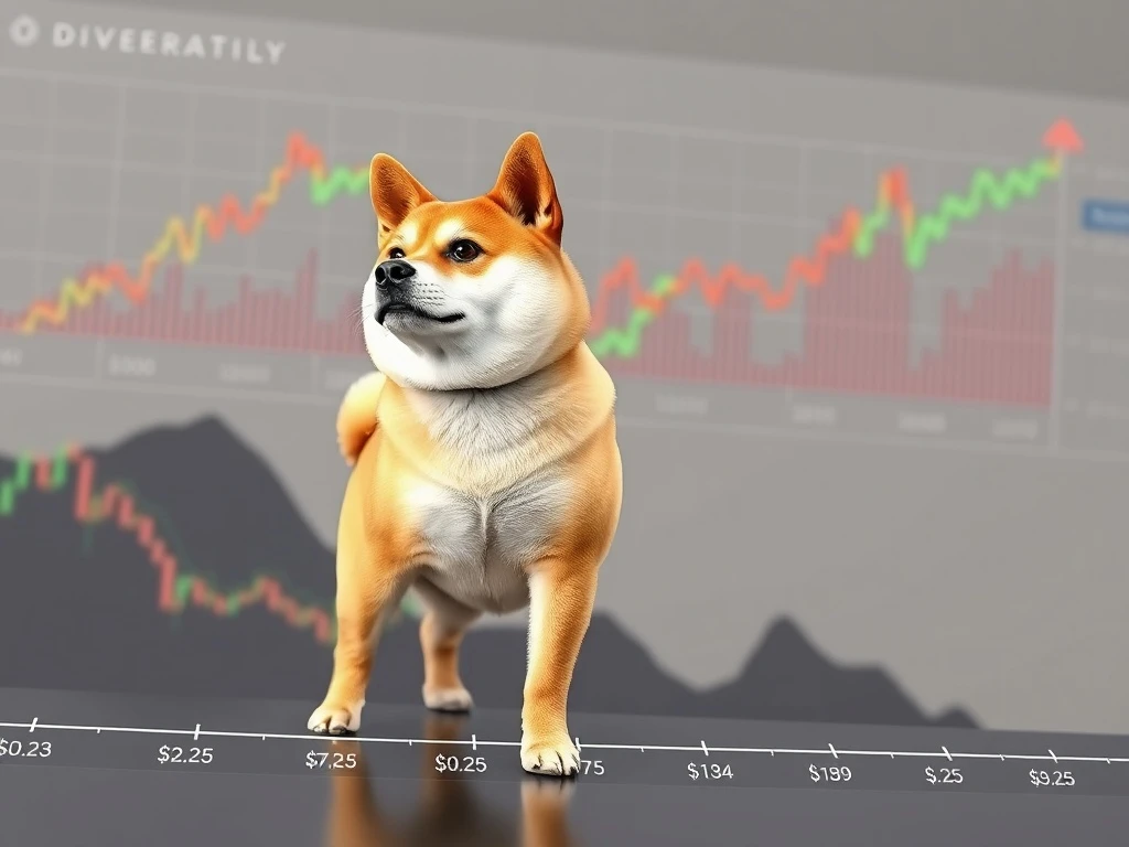 A Dogecoin chart illustrating the DOGE/USD consolidation phase, reflecting market indecision amidst broader crypto trends.