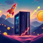 A dynamic illustration of the crypto market with Dogecoin, Enjin, and BlockDAG elements, highlighting the current crypto speculation and market trends.