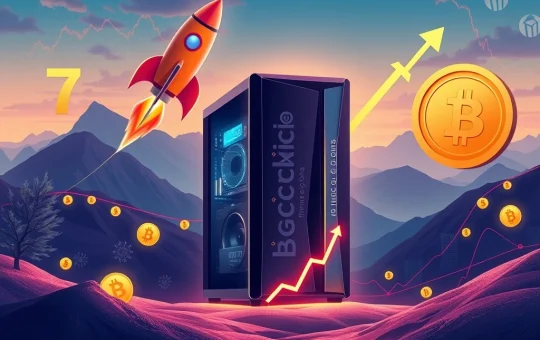A dynamic illustration of the crypto market with Dogecoin, Enjin, and BlockDAG elements, highlighting the current crypto speculation and market trends.
