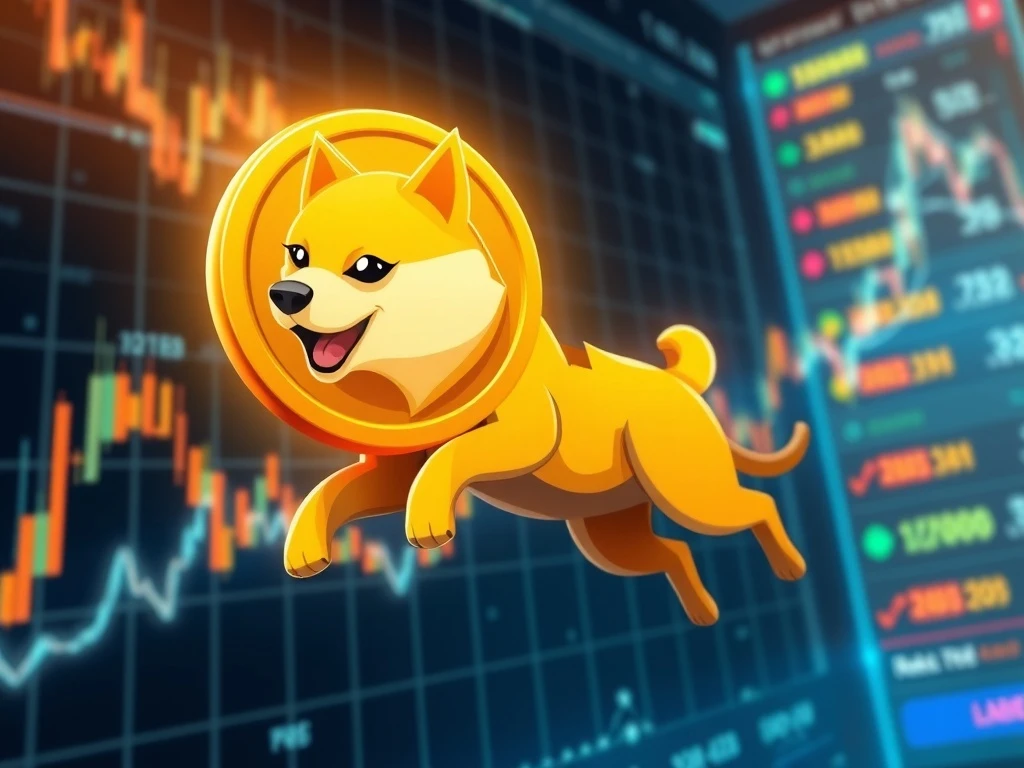 Dogecoin price chart showing a 9% plunge and rebound near key support levels